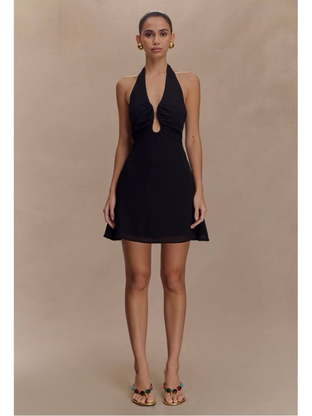 NWT Meshki ‘Malakhai’ Chiffon Halter Mini Dress